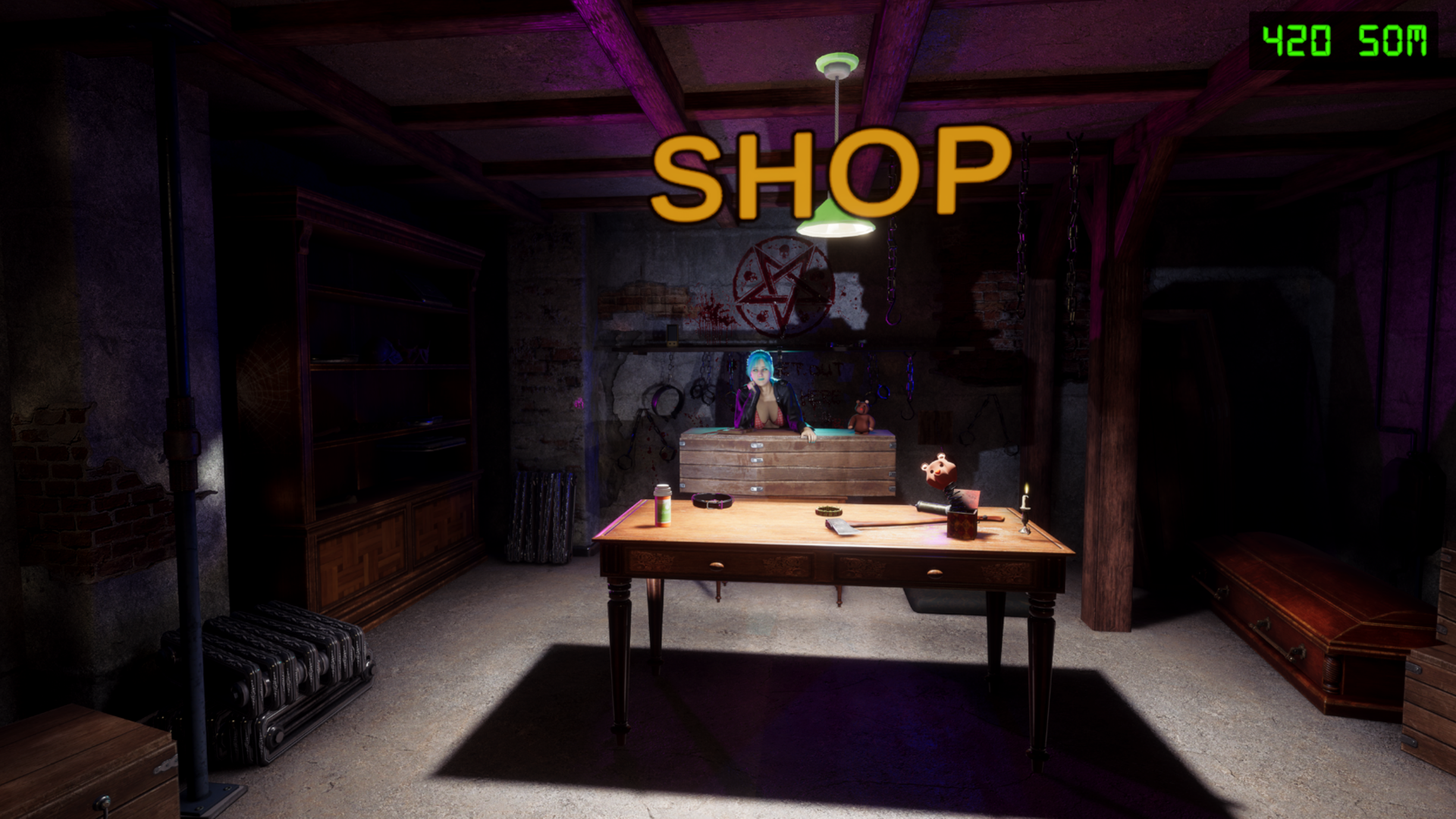 Haunting Havens 游戏截图——秘密商店，购买生存道具和特殊物品